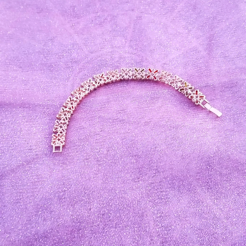 Rosegold Plated Multicolor Cubic Zirconia Gemstone Bracelet NWOT - Picture 6 of 10
